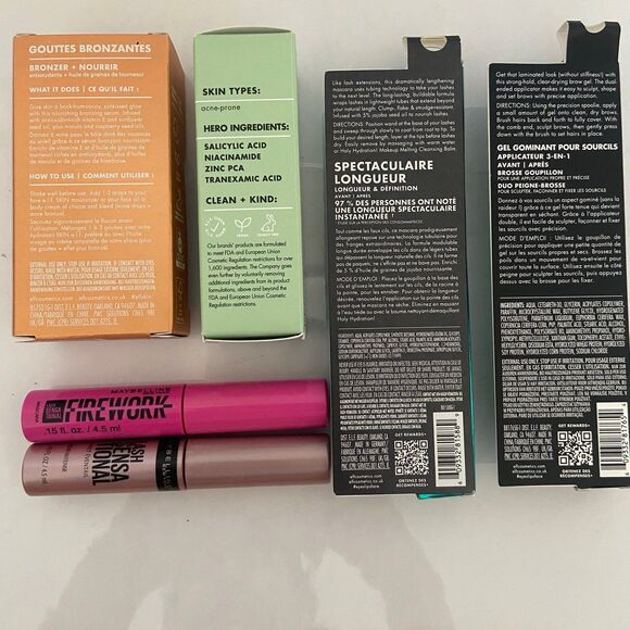 6 Elf & Maybelline Makeup Bundle - Mascaras, brow gel, bronzing drop, cleanser - Picture 2 of 5